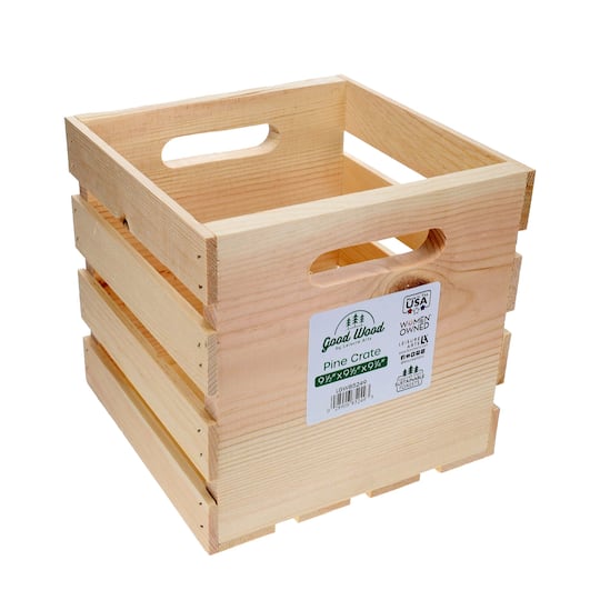Good Wood by Leisure Arts&#xAE; 9.5&#x22; Wood Crate